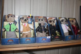 Seven Compare The Meerkat boxed soft toys with cer