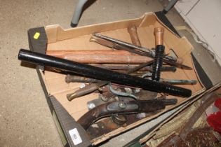 A box of various bayonets, trench knives, daggers
