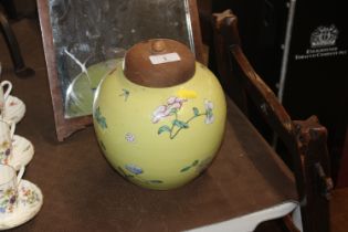 A Chinese famille juan ginger jar, having foliate decoration, blue circle mark to the base with