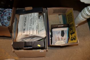 Two boxes containing various books; maps and ephem