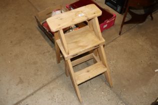 A vintage pine metamorphic library step ladder