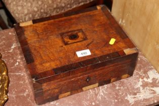 An oak and mahogany inlaid trinket box
