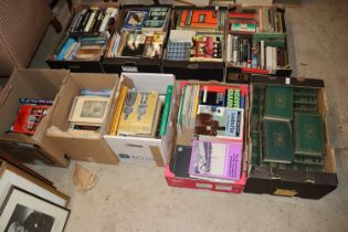 Five boxes of various books