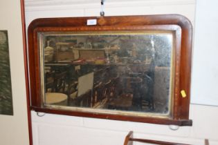 19th Century walnut inlaid over mantel mirror