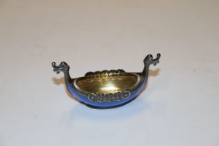 A Norwegian silver blue enamel decorated salt in t