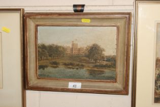 A small oil on copper panel depicting Windsor Cast