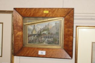 A Victorian maple framed print depicting ruins and