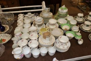 A quantity of various teaware to include Crown Derby Posy jug; Staffordshire Pagoda patterned cups