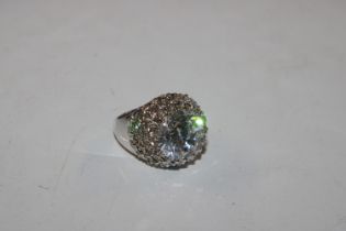 A large sterling silver cubic zirconia dress ring,