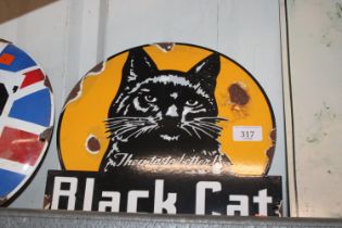 An reproduction enamel Black cats advertising sign