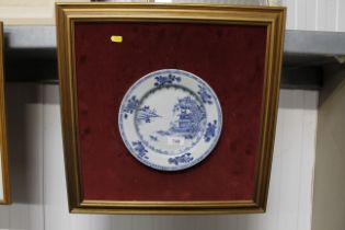 A 19th Century Chinese blue and white plate mounte