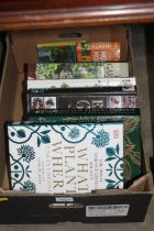 A box of gardening books