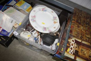 A box of miscellaneous china and glass