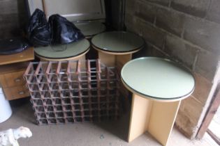 Four MDF tables with circular glass top