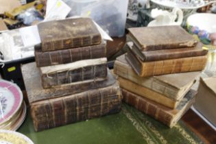 A collection of leather bound and other books incl