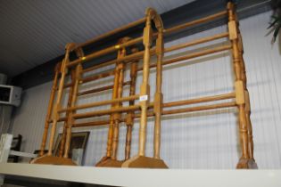 Three various modern pine towel rails