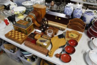 A collection of various wooden items including man