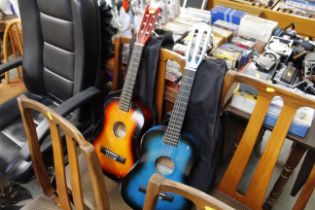 Two Music Alley acoustic guitars and carrying case