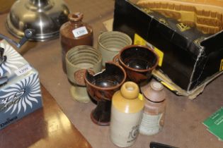 A quantity of various stoneware cups, bottles etc,