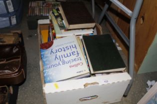 A box of various books