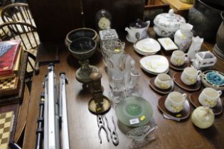 A quantity of various glassware; a brass comport;