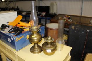 Two brass oil lamps