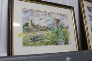 ST Trinder humorous picture dog chasing a rabbit