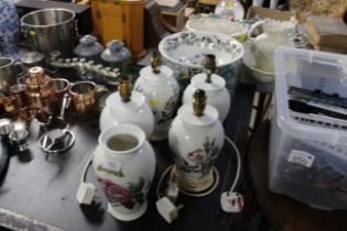A collection of Portmeirion 'Botanic Garden' china including four table lamps