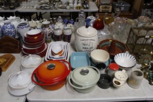 A collection of various kitchen china including br