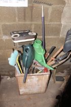A quantity of garden related items to include shov