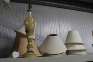 An Onyx table lamp and various shades