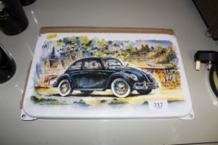 A VW Beetle enamel plaque