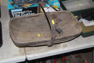 A wooden trug basket