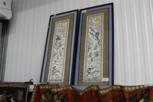 Two framed Oriental needlework studies
