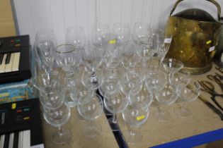 A quantity of various table glassware