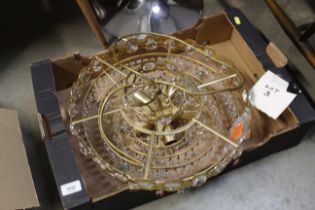 A brass and Chrystal glass ceiling chandelier, 17"