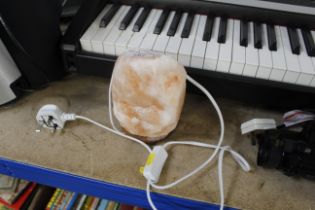 A rock salt lamp