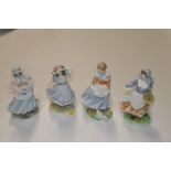 Four Coalport figurines " A Farmers Wife". "Rosey Picking Apples", "Grandmas Bonnet" and "The
