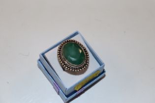 A vintage sterling silver and Chrysoprase dress ring size U/V approx. 11gms