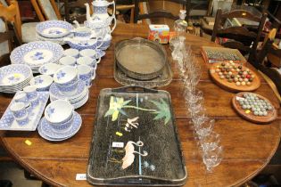 A quantity of various table glassware; two silver