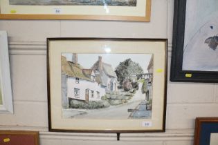 A framed and glazed watercolour study depicting "P