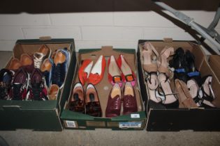 Three assorted boxes of lady's shoes to include Ku