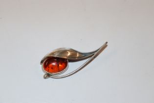 A large sterling silver and amber set Art Deco sty