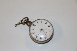 A silver cased pocket watch the movement inscribed Prescot dated 1812 and the case engraved to the