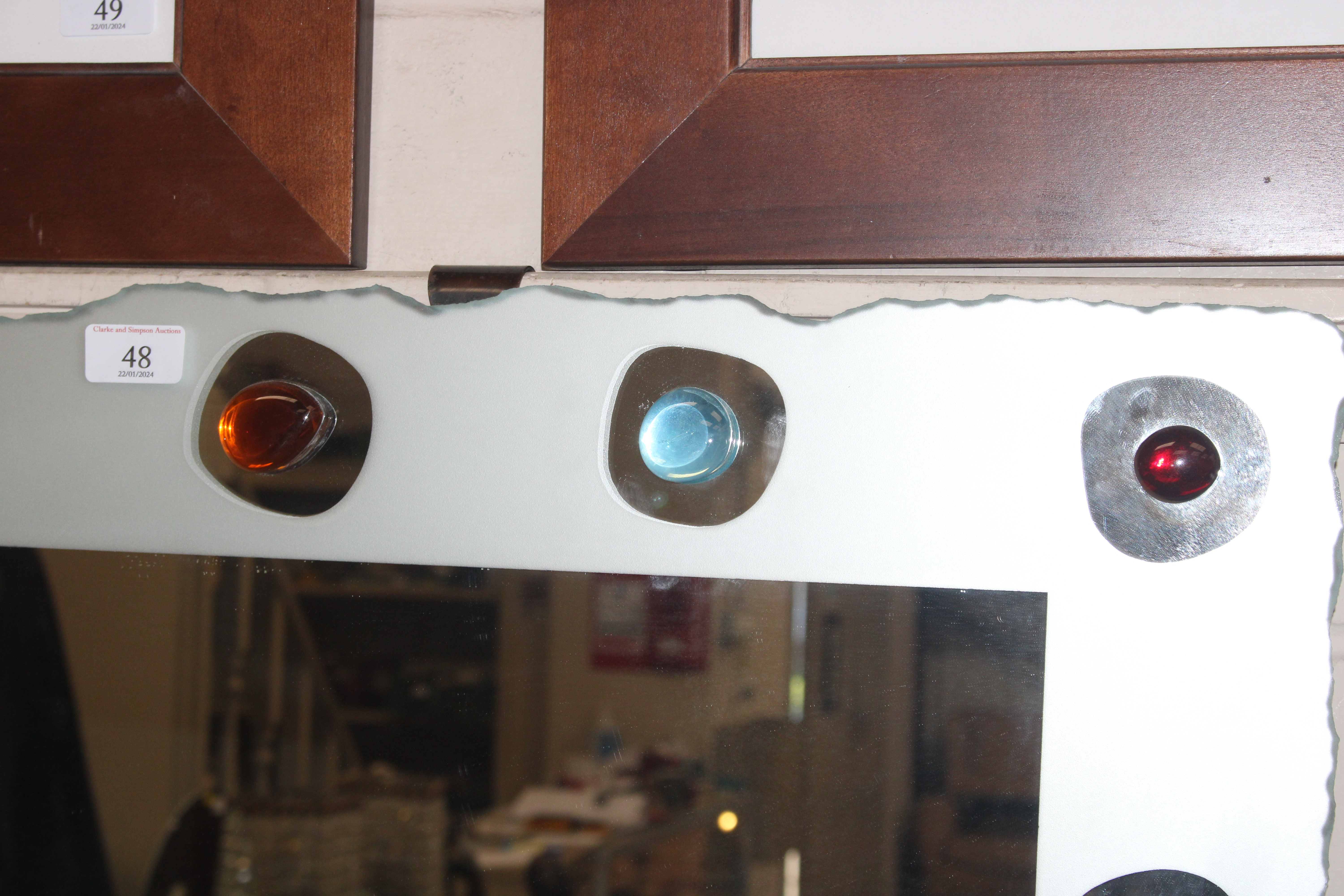 A murano type glass pebble applied wall mirror - Image 4 of 5