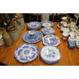 A quantity of Spode blue and white china