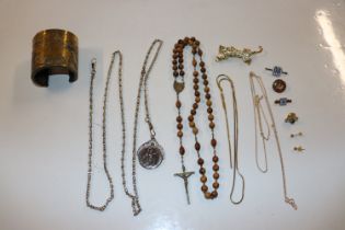 A box of various jewellery to include bangle