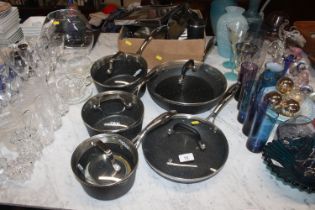 A collection of kitchenalia to include scales; pot