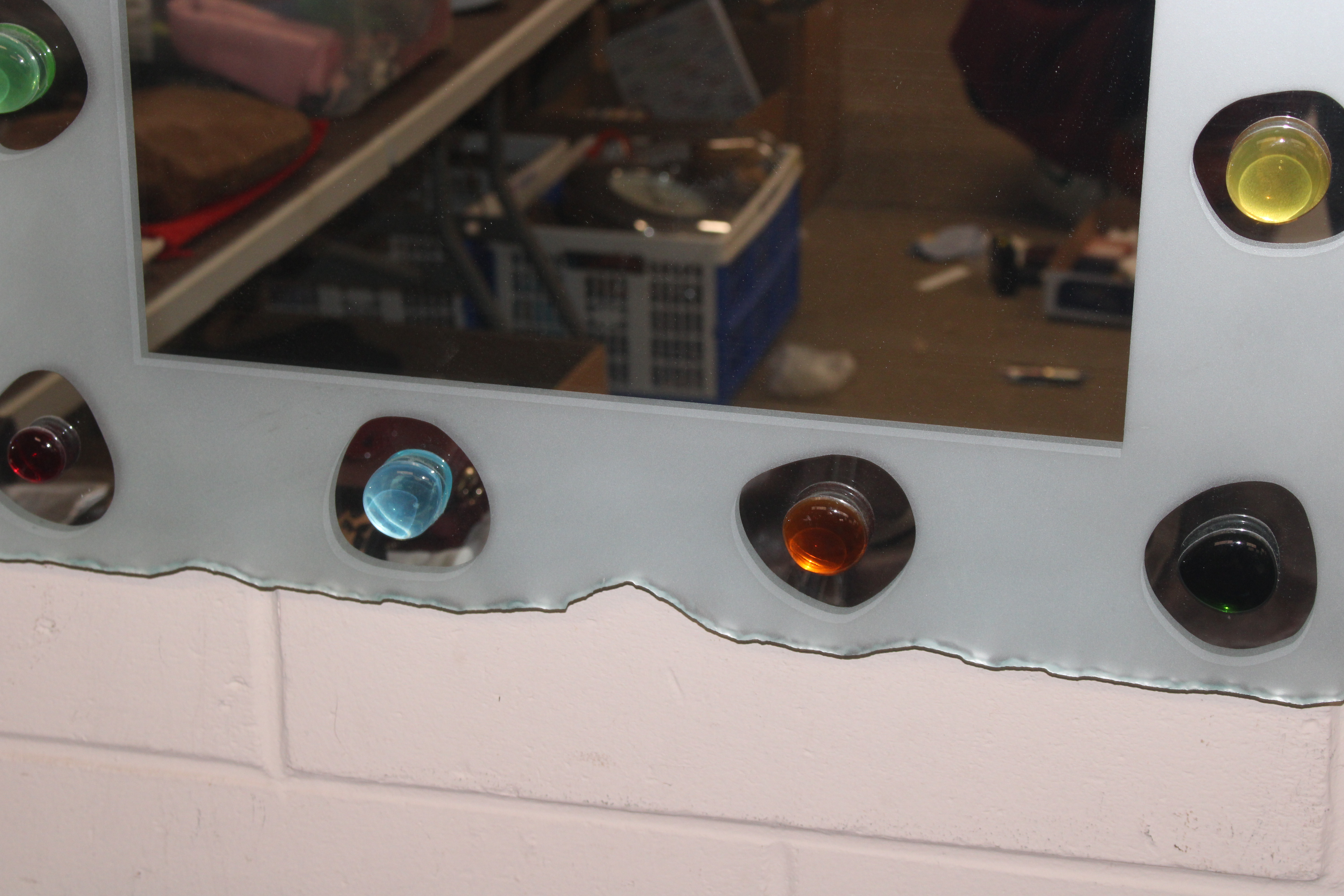 A murano type glass pebble applied wall mirror - Image 2 of 5