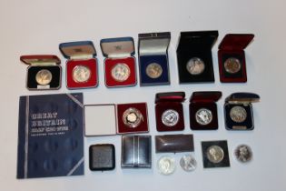 A box containing silver and other proof coins etc